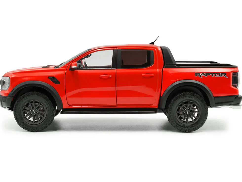 2024 Ford Ranger Raptor Pickup Truck Orange Red 1/18 Diecast Model Car by Solido