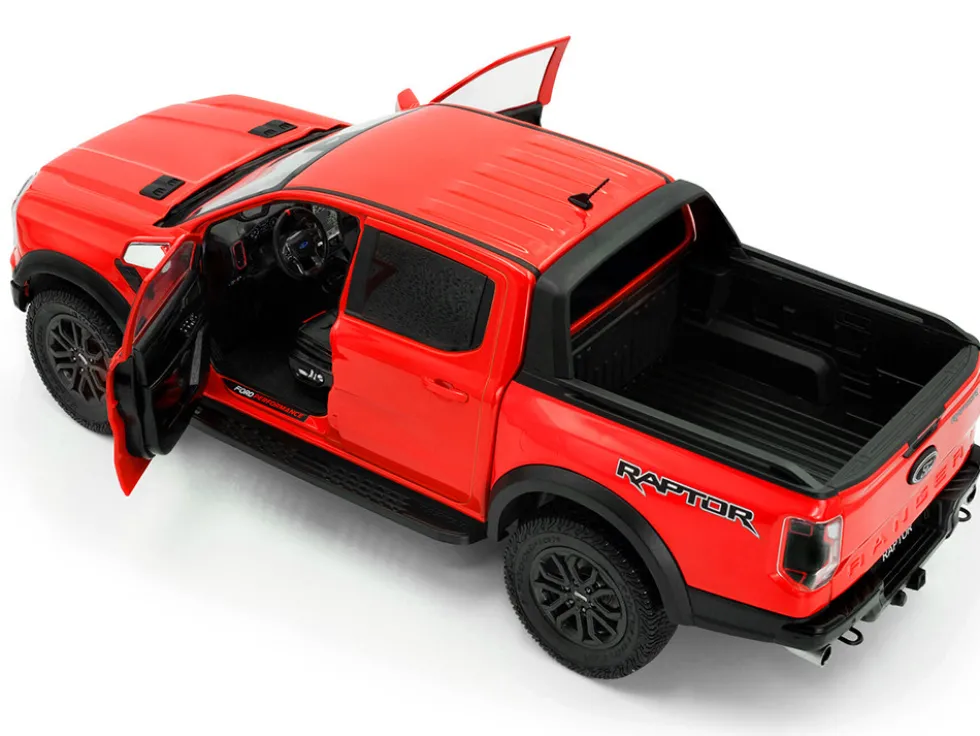 2024 Ford Ranger Raptor Pickup Truck Orange Red 1/18 Diecast Model Car by Solido