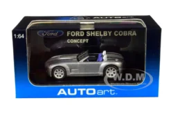 Ford Shelby Cobra Concept Tungsten Silver Metallic Gray Stripes 1/64 Diecast Model Car Autoart 20541