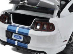 2013 Ford Shelby Cobra GT500 SVT White with Blue Stripes 1/18 Diecast Car Model Shelby Collectibles 394