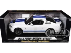 2013 Ford Shelby Cobra GT500 SVT White with Blue Stripes 1/18 Diecast Car Model Shelby Collectibles 394