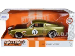 1967 Ford Shelby GT-500 #3 Gold Matt Black Hood Big Time Muscle 1/24 Diecast Model Car Jada 99084