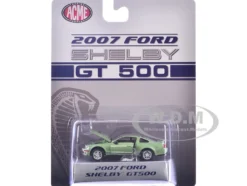 2007 Ford Shelby GT500 Lime Green Metallic with Silver Stripes "Shelby Collectibles" Series 1/64 Diecast Model Car by ACME