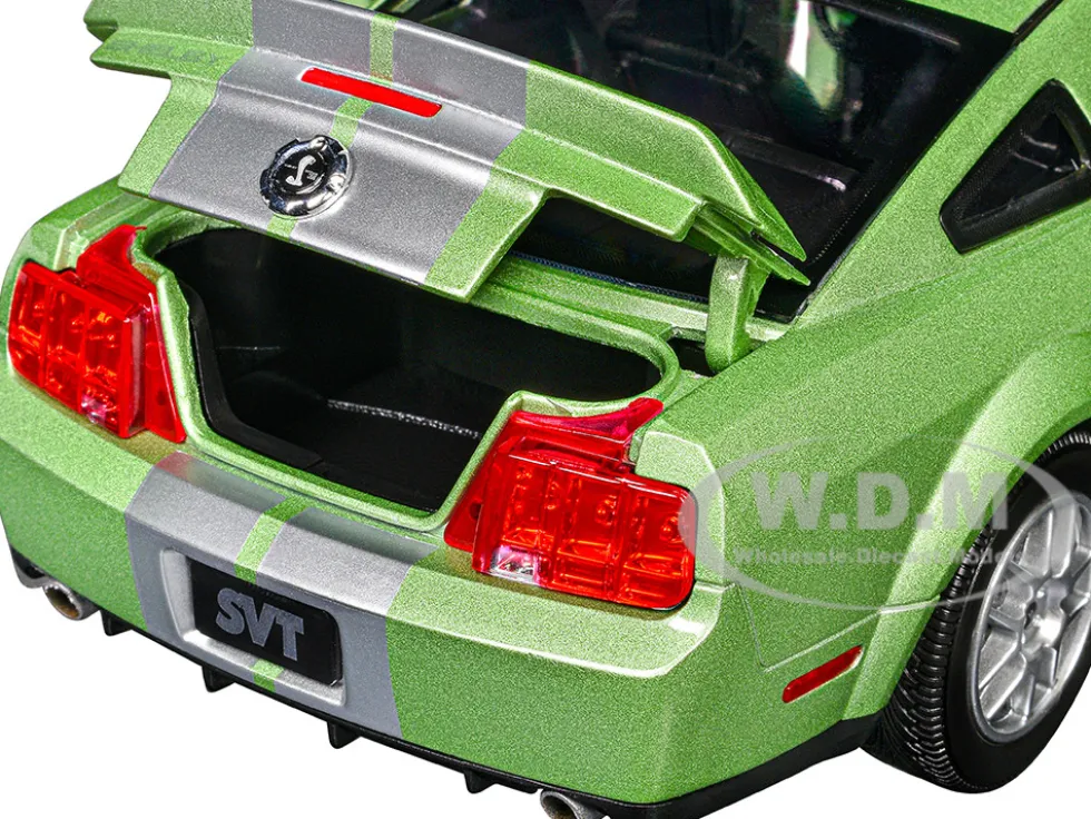 2007 Ford Shelby GT500 Lime Green Metallic with Silver Stripes "Shelby Collectibles" Series 1/18 Diecast Model Car by ACME