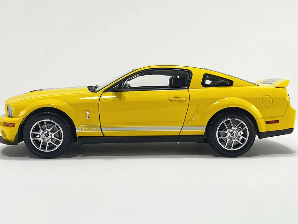 2007 Ford Shelby GT500 Yellow with Silver Stripes "Shelby Collectibles" Series 1/18 Diecast Model Car by ACME
