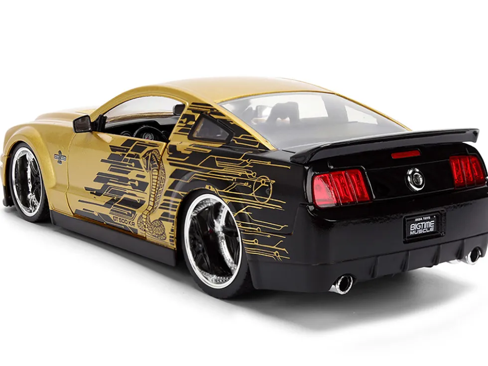 2008 Ford Shelby Mustang GT-500KR Gold Metallic and Black with Graphics "Bigtime Muscle" Series 1/24 Diecast Model Car by Jada
