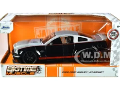 2008 Ford Shelby Mustang GT 500KR Silver and Black with Red Stripes Bigtime Muscle Series 1/24 Diecast Model Car Jada 34205
