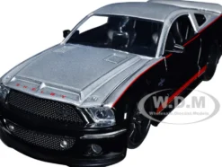 2008 Ford Shelby Mustang GT 500KR Silver and Black with Red Stripes Bigtime Muscle Series 1/24 Diecast Model Car Jada 34205