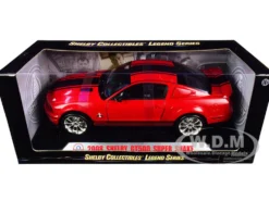 2008 Ford Shelby Mustang GT500 Super Snake Red Black Stripes Shelby Collectibles Legend Series 1/18 Diecast Model Car Shelby Collectibles SC313