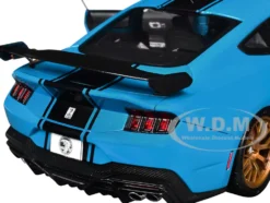 2024 Ford Shelby Mustang Super Snake Grabber Blue Metallic with Black Stripes 1/18 Diecast Model Car by Solido