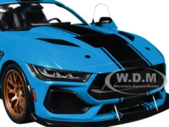 2024 Ford Shelby Mustang Super Snake Grabber Blue Metallic with Black Stripes 1/18 Diecast Model Car by Solido