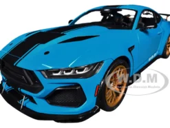 2024 Ford Shelby Mustang Super Snake Grabber Blue Metallic with Black Stripes 1/18 Diecast Model Car by Solido