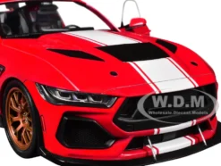 2024 Ford Shelby Mustang Super Snake Race Red with White Stripes 1/18 Diecast Model Car by Solido
