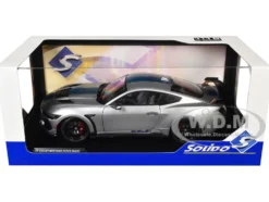 2024 Ford Shelby Mustang Super Snake Gray Metallic with Blue Stripes 1/18 Diecast Model Car by Solido