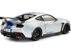 2024 Ford Shelby Mustang Super Snake Gray Metallic with Blue Stripes 1/18 Diecast Model Car by Solido