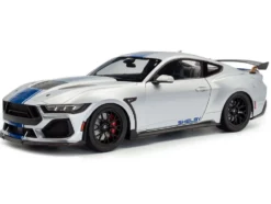 2024 Ford Shelby Mustang Super Snake Gray Metallic with Blue Stripes 1/18 Diecast Model Car by Solido