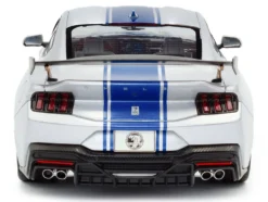 2024 Ford Shelby Mustang Super Snake Gray Metallic with Blue Stripes 1/18 Diecast Model Car by Solido