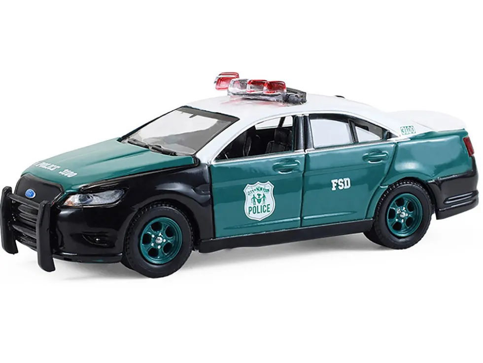 2014 Ford Taurus "New York Police Department (NYPD) Vintage Tribute Livery" Green and Black with White Top "Hot Pursuit" Series 47 1/64 Diecast Model Car by Greenlight