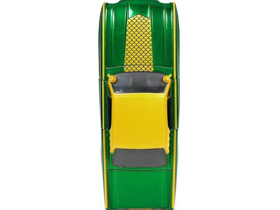 1963 Ford Thunderbird Green Yellow Metallic Hood Graphics Loki Diecast Figure Loki Marvel Series 1/24 Diecast Model Car Jada 33357