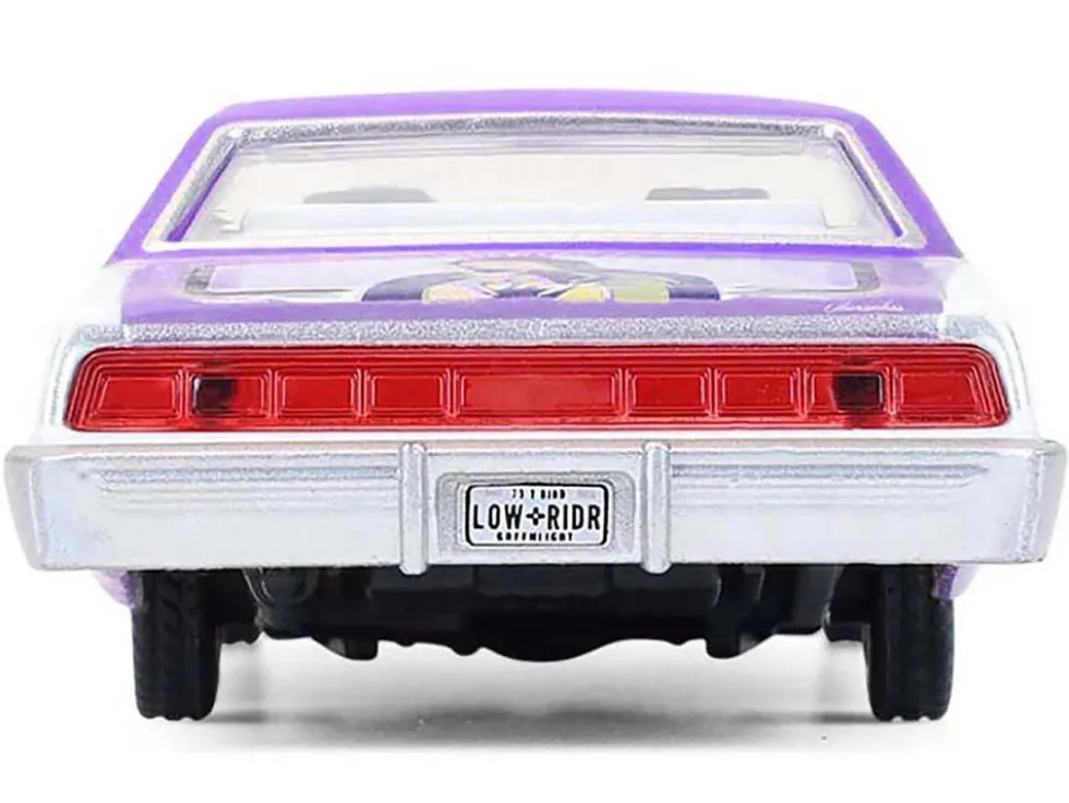 1973 Ford Thunderbird Lowrider "Michael Heralda Special Edition" Purple Metallic with Graphics and White Interior "Hobby Exclusive" Series 1/64 Diecast Model Car by Greenlight