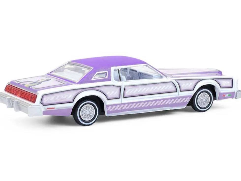1973 Ford Thunderbird Lowrider "Michael Heralda Special Edition" Purple Metallic with Graphics and White Interior "Hobby Exclusive" Series 1/64 Diecast Model Car by Greenlight