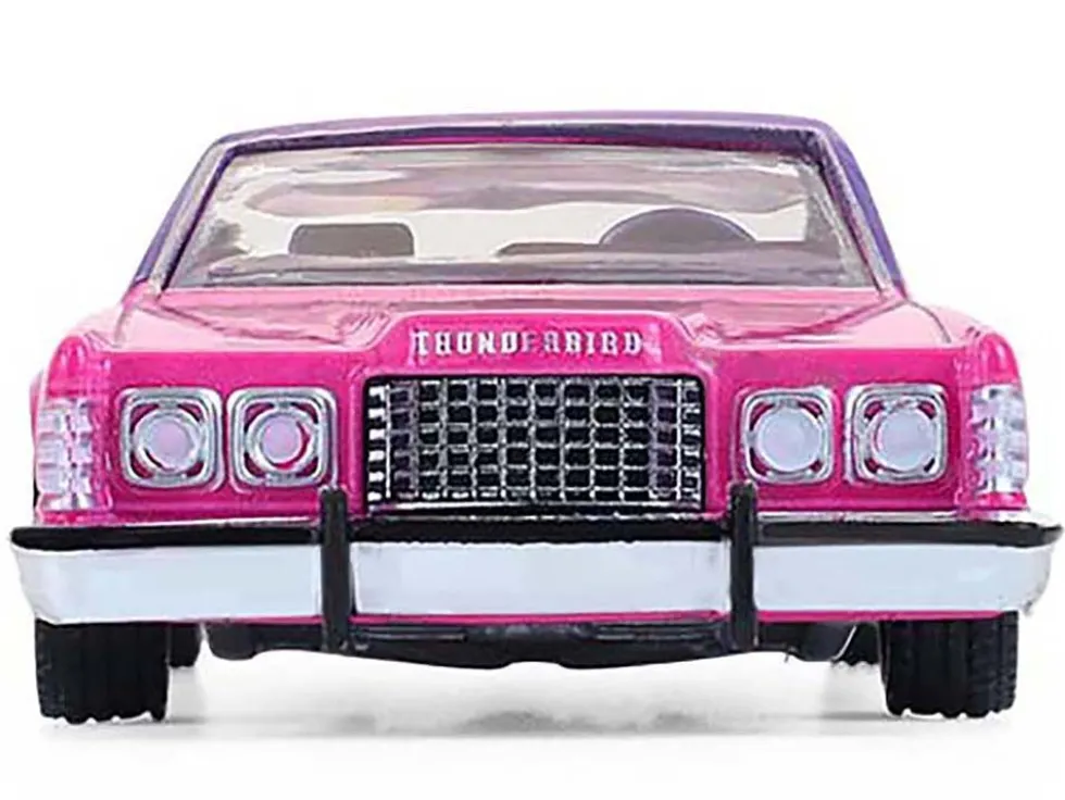 1975 Ford Thunderbird Lowrider Pink Metallic with Purple Top and Graphics with Purple Interior "California Lowriders" Series 7 1/64 Diecast Model Car by Greenlight
