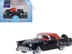 1956 Ford Thunderbird Raven Black with Fiesta Red Top 1/87 (HO) Scale Diecast Model Car Oxford Diecast 87TH56008