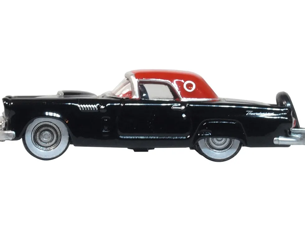 1956 Ford Thunderbird Raven Black with Fiesta Red Top 1/87 (HO) Scale Diecast Model Car Oxford Diecast 87TH56008