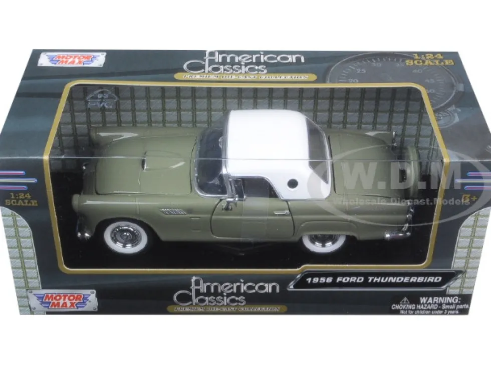 1956 Ford Thunderbird Soft Top Green 1/24 Diecast Car Model Motormax 73312