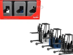 Forklifts with Trailer Bumper 3 Piece Set 1/87 (HO) Plastic Models by Promotex