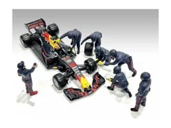 Formula One F1 Pit Crew 7 Figure Set Team Blue Release III for 1/18 Scale Models American Diorama 76558