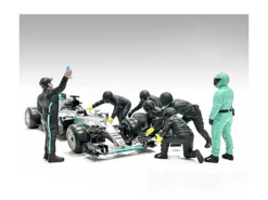 Formula One F1 Pit Crew 7 Figure Set Team Black Release III for 1/18 Scale Models American Diorama 76557