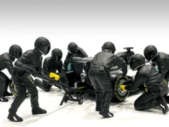 Formula One F1 Pit Crew 7 Figurine Set Team Black Release II 1/43 Scale Models American Diorama 38386