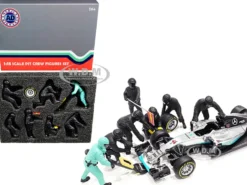 Formula One F1 Pit Crew 7 Figurine Set Team Black 1/18 Scale Models American Diorama 76551
