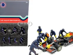 Formula One F1 Pit Crew 7 Figurine Set Team Blue 1/43 Scale Models American Diorama 38384