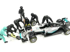 Formula One F1 Pit Crew 7 Figurine Set Team Black 1/43 Scale Models American Diorama 38383