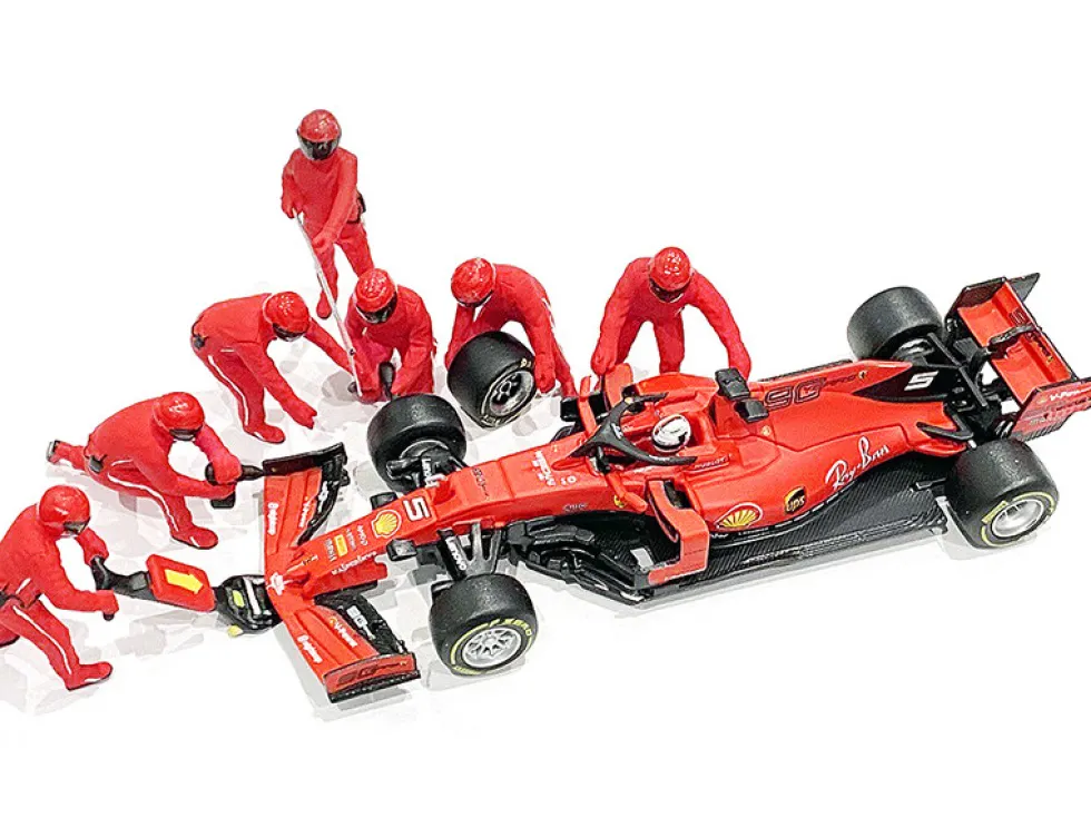 Formula One F1 Pit Crew 7 Figurine Set Team Red 1/43 Scale Models American Diorama 38382