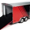 Four Wheel Enclosed Car Trailer Yokohama Motorsports Black Red for 1/18 Scale Model Cars Auto World CP7838