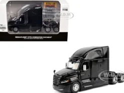 2025 Freightliner Cascadia Gen-5 Sleeper Cab Truck Tractor Night-Shift Black "Transport Series" 1/64 Diecast Model by Diecast Masters