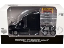 2025 Freightliner Cascadia Gen-5 Sleeper Cab Truck Tractor Night-Shift Black "Transport Series" 1/64 Diecast Model by Diecast Masters