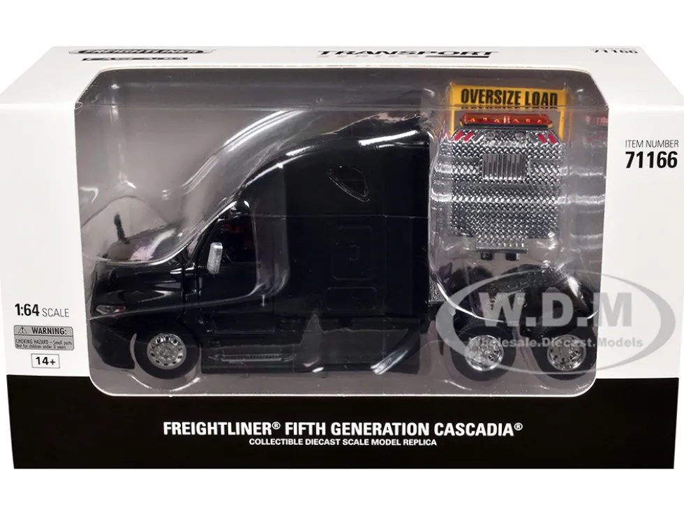 2025 Freightliner Cascadia Gen-5 Sleeper Cab Truck Tractor Night-Shift Black "Transport Series" 1/64 Diecast Model by Diecast Masters