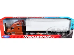 Freightliner Cascadia Truck Bronze Metallic with White Container "Transporter" Series 1/32 Diecast Model by Welly