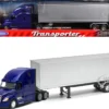 Freightliner Cascadia Truck Blue Metallic with Gray Container "Transporter" Series 1/32 Diecast Model by Welly