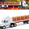 Freightliner Century Class S T Flatbed Truck White with Pallet Accessories Long Haul Trucker Series 1/32 Diecast Model New Ray 10593