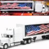 Freightliner Classic XL Truck White with Dry Van Trailer White with Patriotic Graphic "Long Haul Truckers" Series 1/32 Diecast Model by New Ray