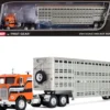 Freightliner COE and 45' Wilson Vintage Livestock Trailer Orange with Stripes 1/64 Diecast Model by DCP/First Gear