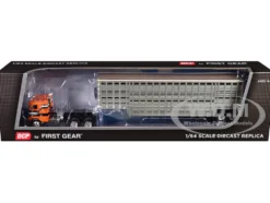 Freightliner COE and 45' Wilson Vintage Livestock Trailer Orange with Stripes 1/64 Diecast Model by DCP/First Gear