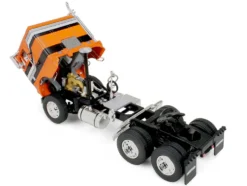 Freightliner COE and 45' Wilson Vintage Livestock Trailer Orange with Stripes 1/64 Diecast Model by DCP/First Gear