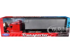 Freightliner Columbia Truck Red with Gray Container 1/32 Diecast Model by Welly
