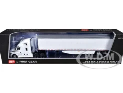 Freightliner Fifth Generation Cascadia Raised Roof Sleeper & 53' Utility Trailer with Skirts White 1/64 Diecast Model by DCP/First Gear